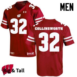 Men's Wisconsin Badgers NCAA #32 Jake Collinsworth Red Authentic Under Armour Big & Tall Stitched College Football Jersey HY31O03LE